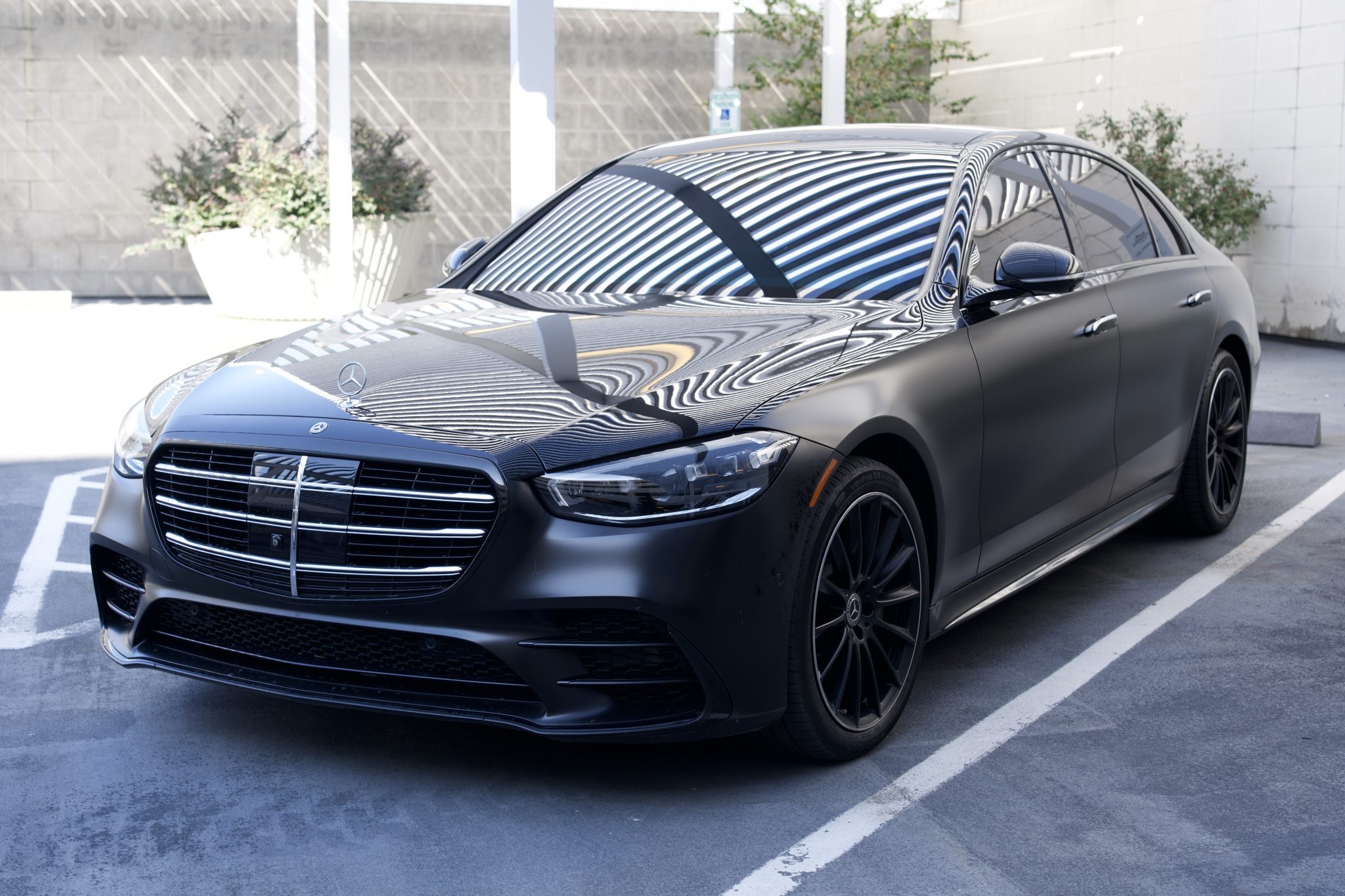Full view of the Mercedes-Benz S580 sedan, showcasing its sleek lines and premium features in Houston.