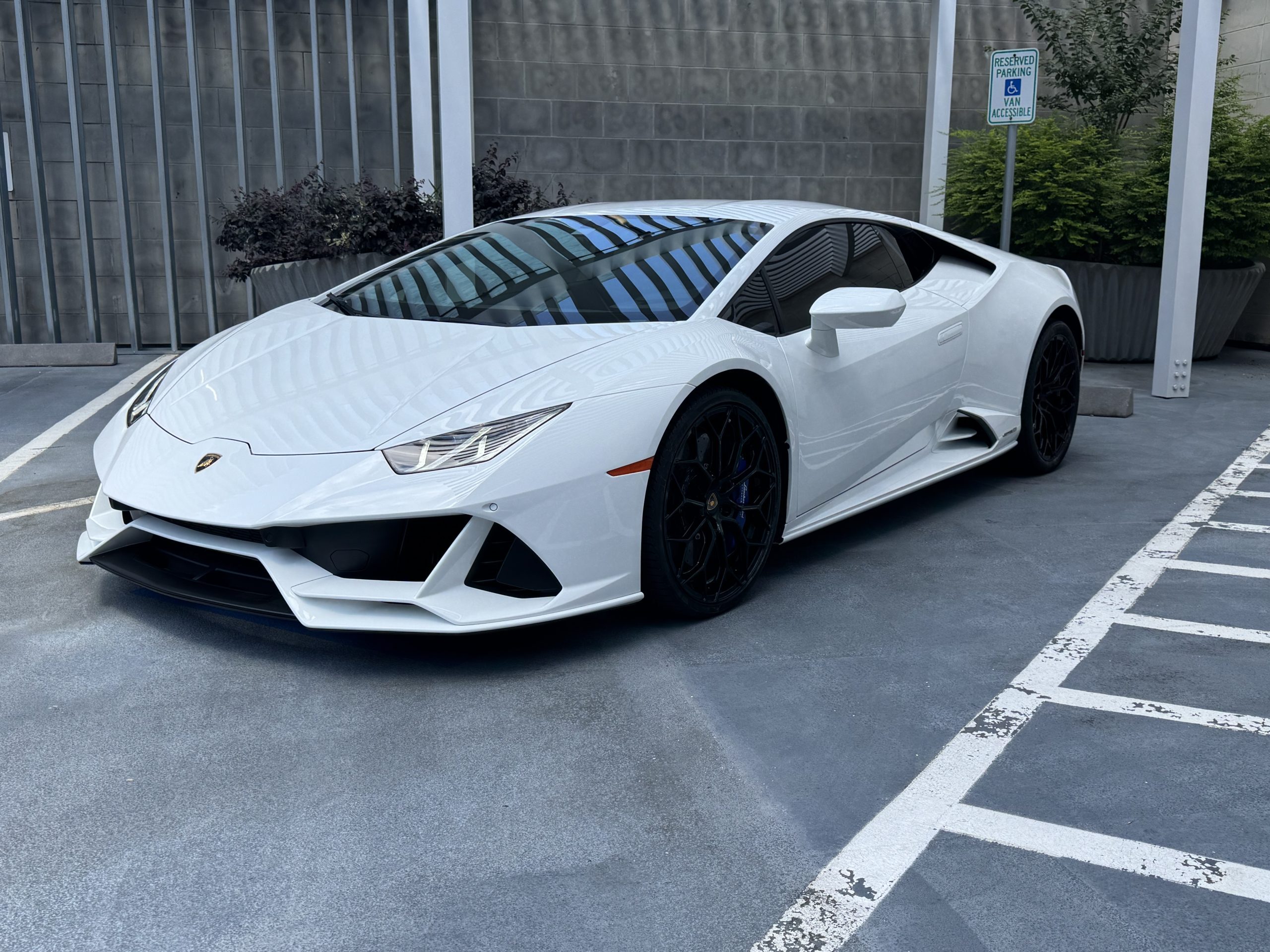 Lamborghini Huracan EVO angled view showing front end and side