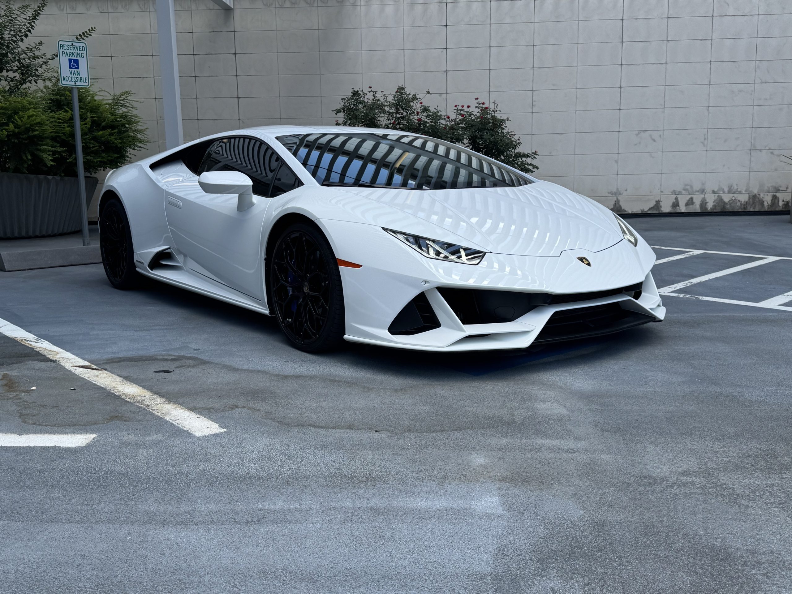 Lamborghini Huracan EVO front angle in Houston parking lot