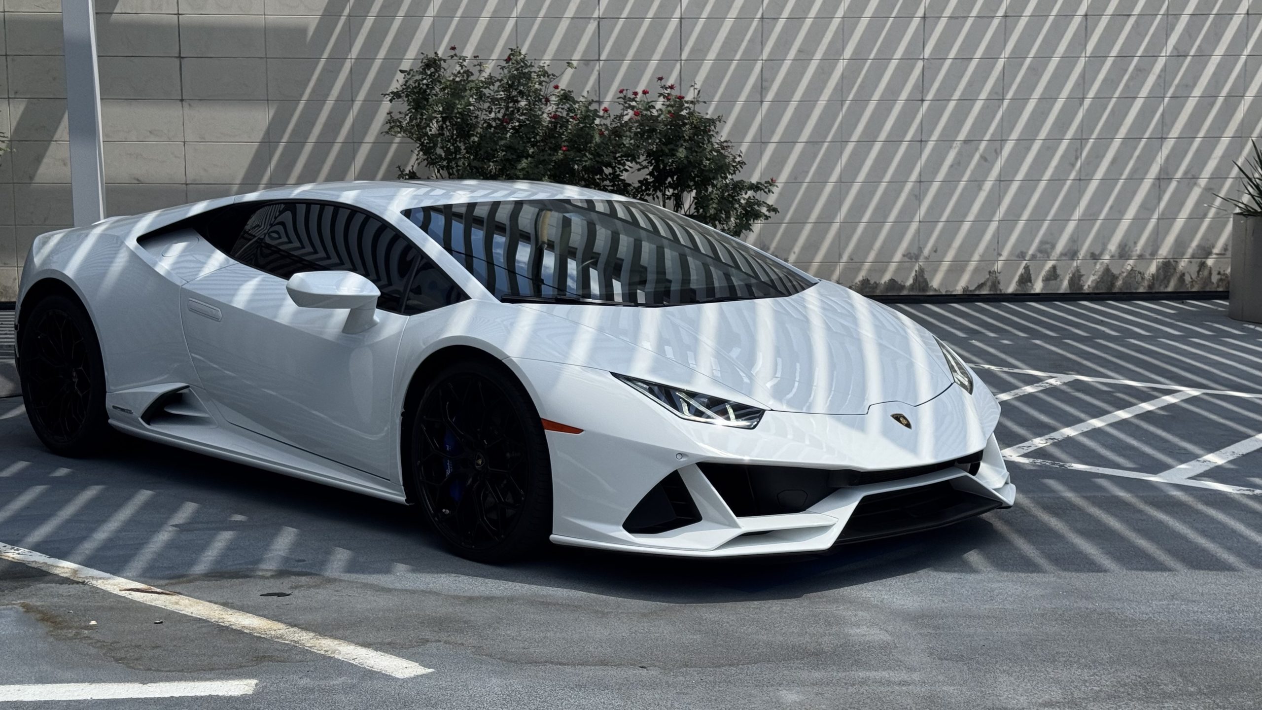 Lamborghini Huracan EVO frontal shot highlighting sharp headlights