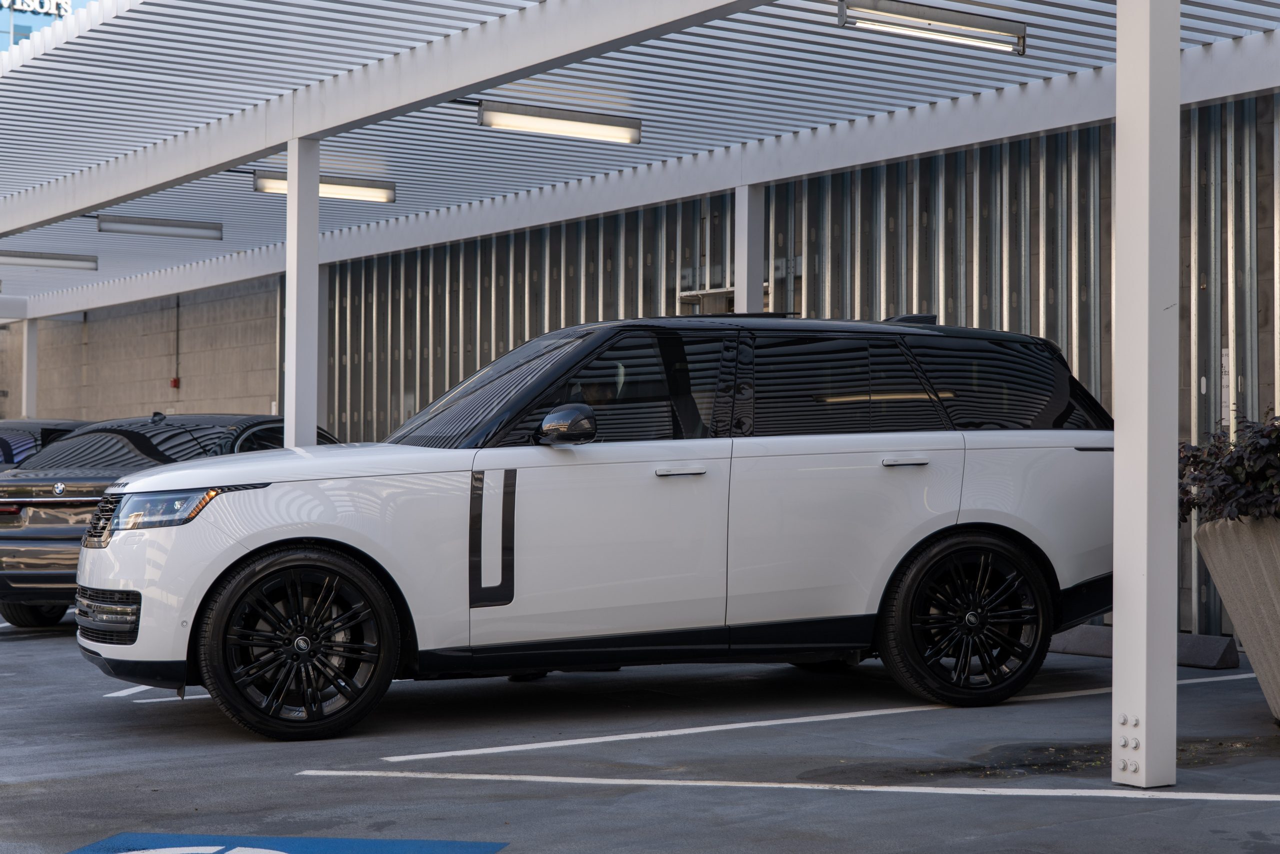 Full driver side profile of Range Rover SUV