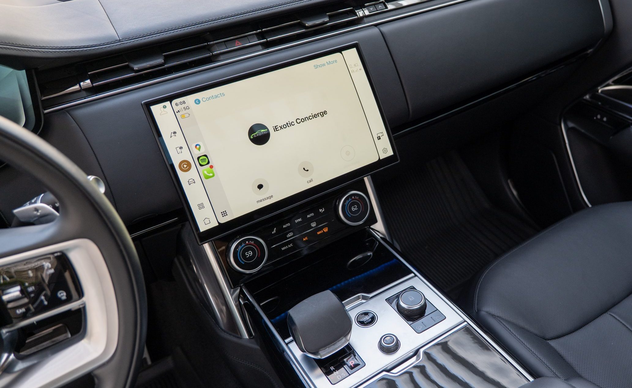 Range Rover infotainment screen with climate control