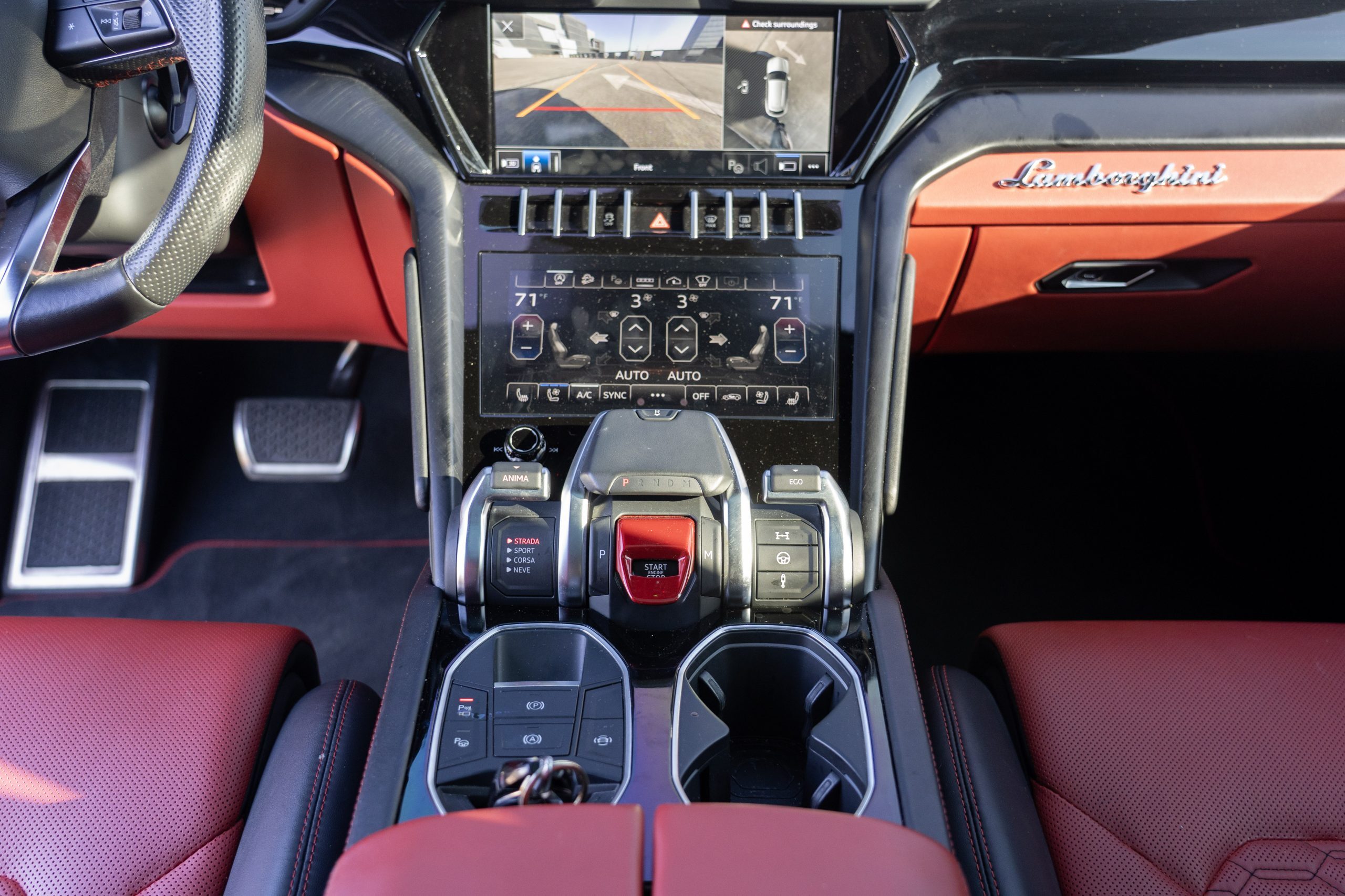 Lamborghini Urus dashboard Houston rental interior