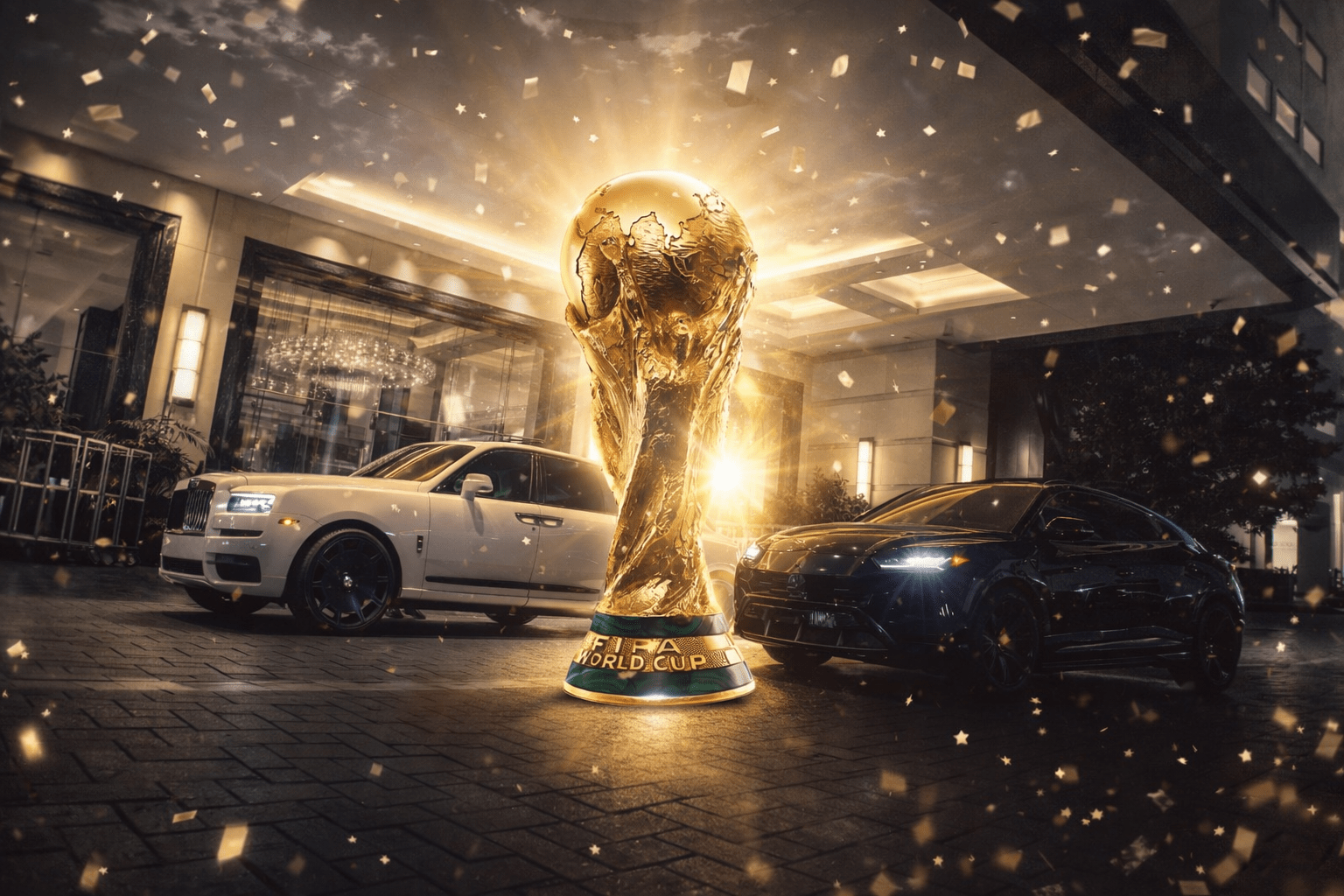 Two luxury vehicles outside a Houston hotel for FIFA World Cup 2026 VIP transportation